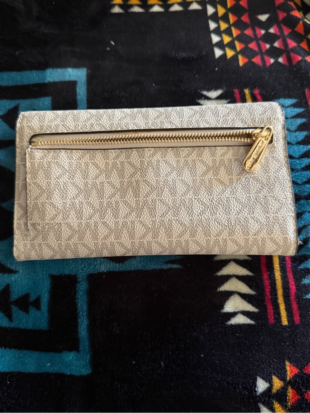Michael Kors Metallic Logo Continental Wallet - Gold and Beige - Picture 2 of 3